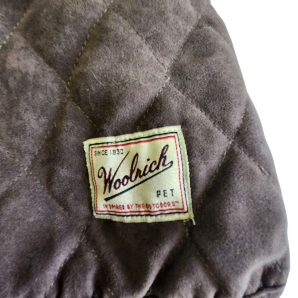 Woolrich Pet Quilted Jacket Brown Red 12.5" Collared Hook and Loop Closure - Picture 7 of 8